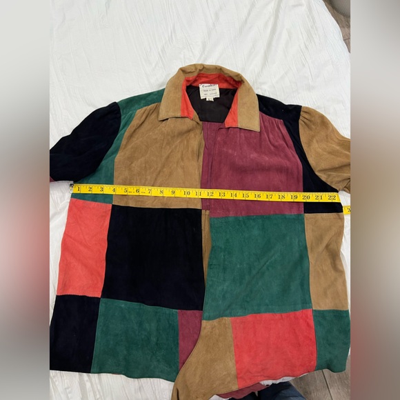 JUDITH ANN Creations 1980s Patchwork 100% Leather Tie Jacket - Picture 4 of 12